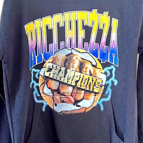 NWOT Ricchezza Chezza World Champs Black Pullover Hoodie Men's Small - Picture 4 of 8